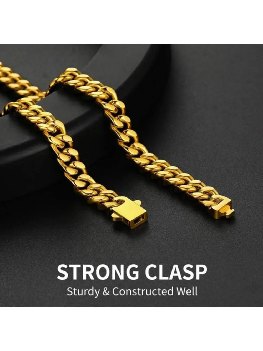 Stainless Steel Cuban Link Chain Necklace for Men - Waterproof & Durable Jewelry